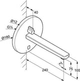 KLUDI ZENTA SL E UP-Wandarmatur – Elektronische Waschtischarmatur mit Infrarot-Sensor, 240 mm Ausladung, Chrom