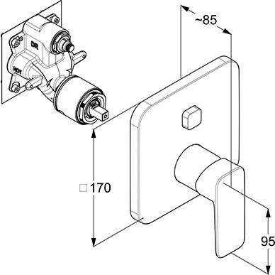 KLUDI PURE&STYLE Unterputz-Wannenfüll- und Brause-Einhandmischer mit Push&Switch Funktionseinheit, Chrom