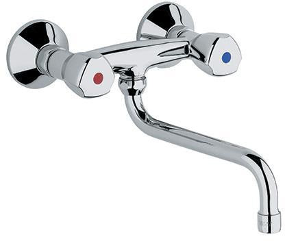 KLUDI STANDARD Spültisch-Wandarmatur DN 15 mit 250 mm Ausladung, Terralux-Griff, Chrom