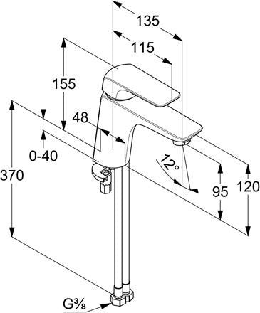 KLUDI AMEO Waschtisch-Einhandhebelmischer XL DN 15 mit Temperaturbegrenzung – Chrom