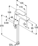 KLUDI AMEO Waschtisch-Einhandhebelmischer XL DN 15 mit Temperaturbegrenzung – Chrom