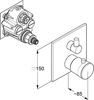 KLUDI AMBA Unterputz-Thermostatarmatur Feinbau-Set mit Absperr- und Umstellventil, chrom