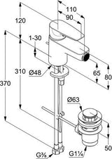 KLUDI PURE & SOLID Bidet-Einhandhebelmischer mit Metallablaufgarnitur, chrom – 1-Loch-Montage