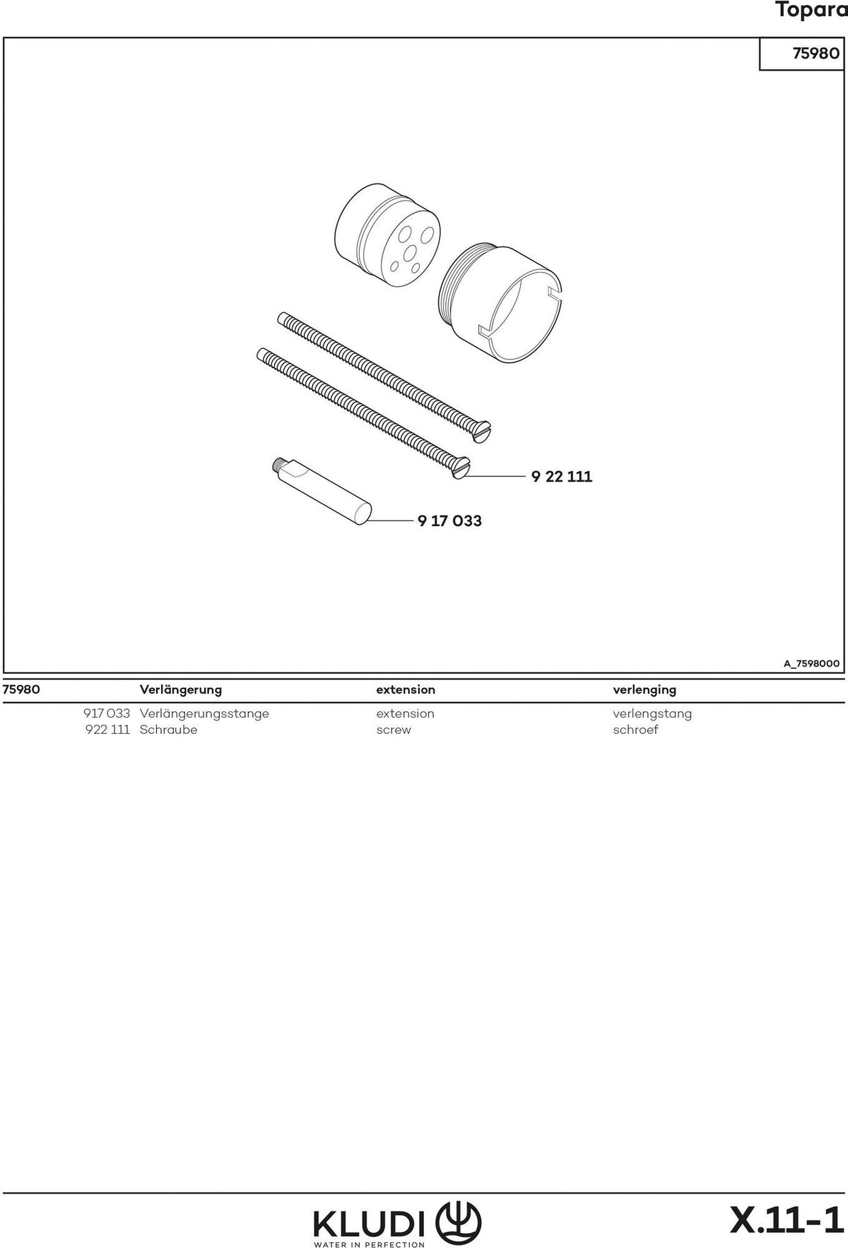 KLUDI UP-Verlängerung Logo 30mm für 38624/38625 Wafü chrom – Ersatzteil