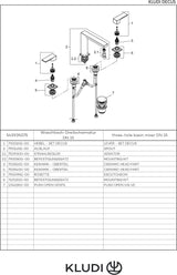 KLUDI DECUS 3-Loch Waschtischmischer mit Push-Open Ventil – Chrom, DN 15, 4,5 l/min