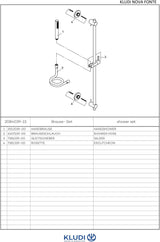 KLUDI NOVA FONTE Puristic Brause-Set 1S 900 mm chrom – Handbrause, Brausestange, Schlauch