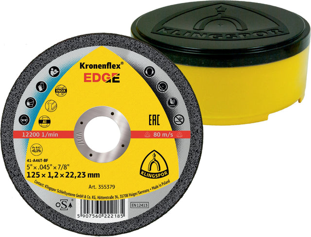 KLINGSPOR Trennscheibe EDGE D125 x 1,2 mm INOX gerade Bohrung 22,23 mm – 25 Stück
