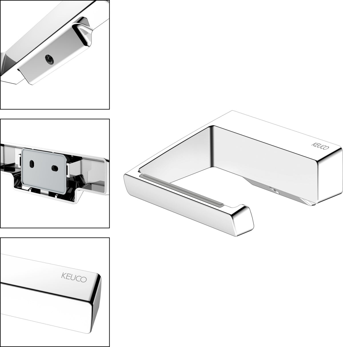 KEUCO Aveno Toilettenpapierhalter 14662, offene Form, verchromt – Wandmontage