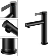 KEUCO IXMO Einhebel-Waschtischmischer 130 Flat, Rosette rund, schwarz matt – ohne Zugstange