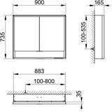 KEUCO Royal Lumos Spiegelschrank 900 mm mit LED-Beleuchtung, 2 Türen, silber-eloxiert