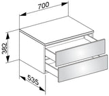 KEUCO Edition 400 Sideboard 700 mm, 2 Auszüge, anthrazit/Glas – Wandmontage