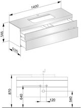 KEUCO Edition 400 Waschtischunterbau 1400 mm anthrazit Glas – 2 Auszüge, wandmontiert