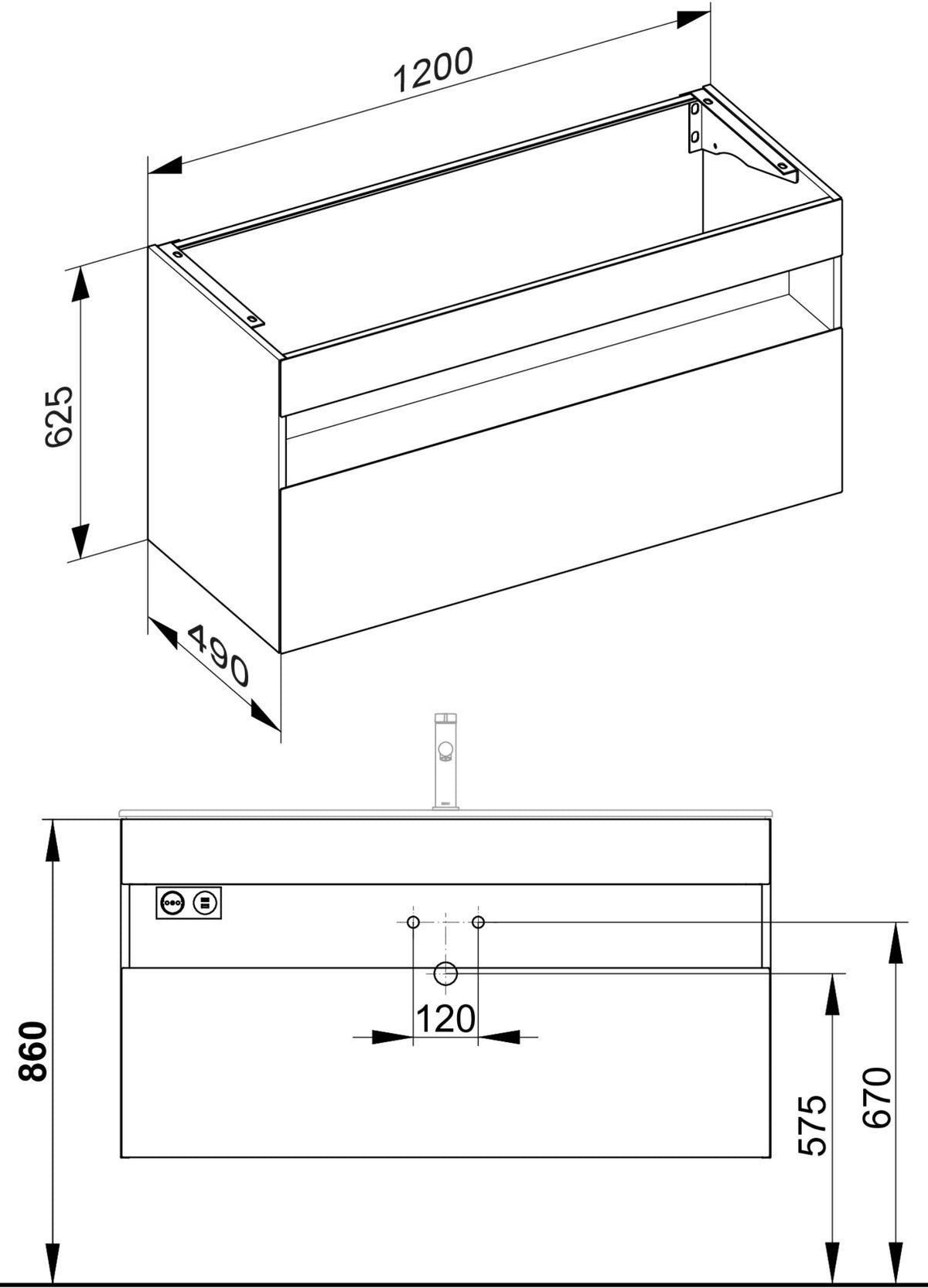 KEUCO STAGELINE Waschtischunterbau 1200 mm cashmere mit Auszug – Wandmontage, ESG-Front