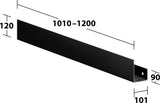 KEUCO Duschablage 24953 auf Maß – 400-600 x 120 x 90 mm, schwarz matt, Aluminium, mit Haken