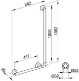 KEUCO PLAN CARE Winkelgriff 90° verchromt, 465/765 mm, Belastbarkeit 115 kg, Wandmontage