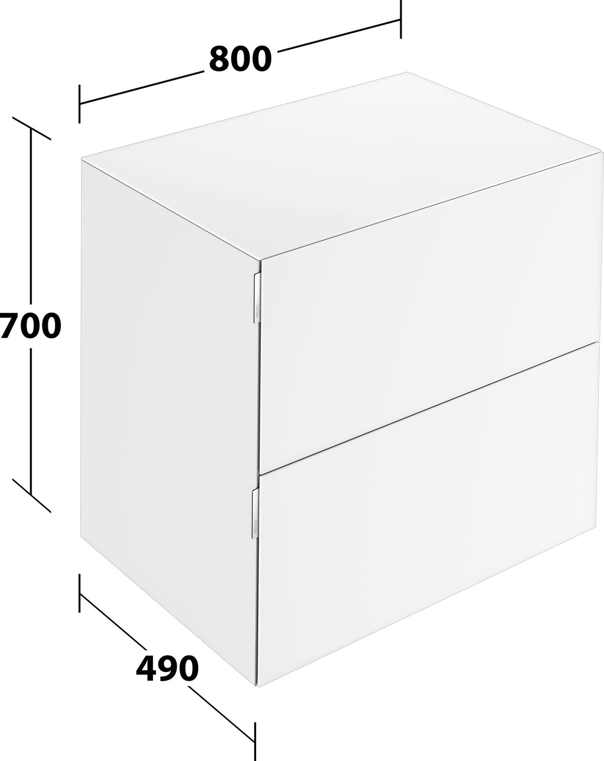 KEUCO Edition 11 Art Sideboard 400 mm mit 2 Auszügen und Beleuchtung – Weiß / Glas Weiß