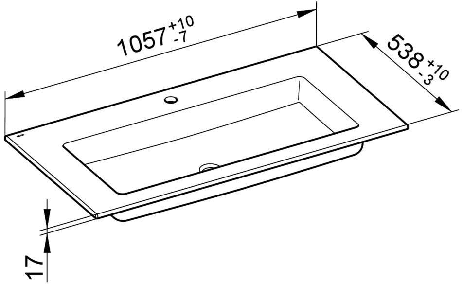 KEUCO Royal 60 Keramik-Waschtisch 1057 mm weiß, ohne Hahnlochbohrung, mit CleanPlus