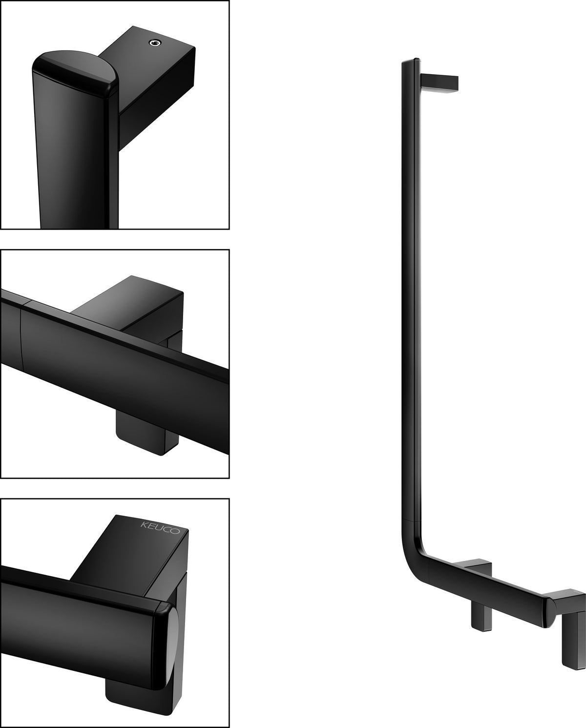 KEUCO AXESS Winkelgriff 90° links 381/851 mm silber-eloxiert – Wandmontage