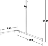 KEUCO AXESS Duschhandlauf 850 mm rechts mit Brausestange, silber-eloxiert