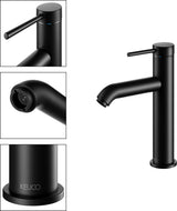 KEUCO IXMO Einhebel-Waschtischmischer 130 Flat, Rosette rund, schwarz matt – ohne Zugstange