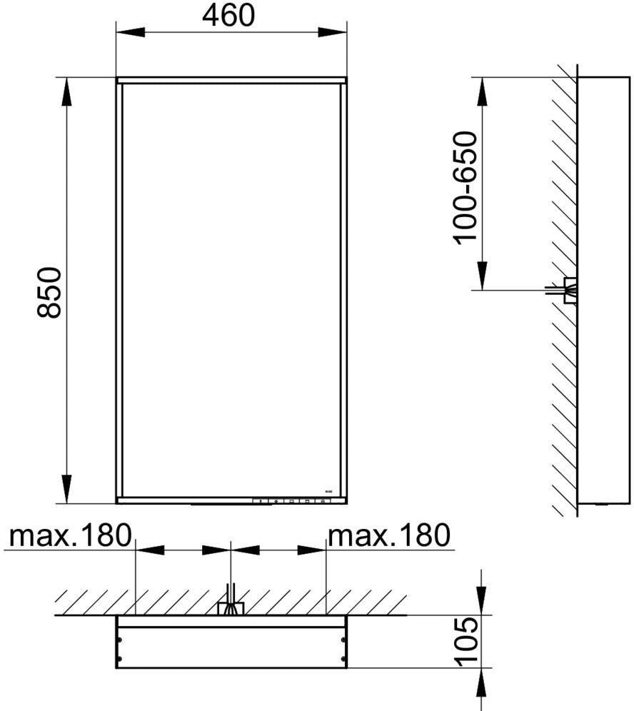 KEUCO X-Line Lichtspiegel 460x850mm anthrazit – LED, Touch-Sensor, A++
