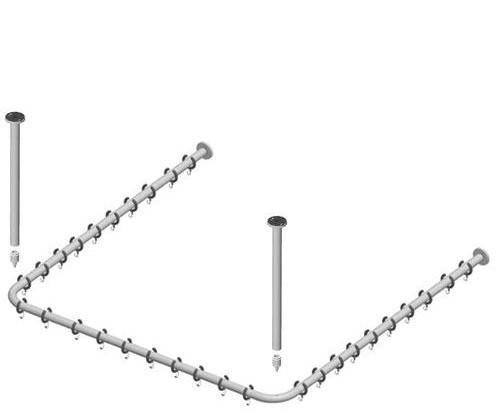 KEUCO Plan Duschvorhangstangen-Set U-Form 1000 x 1000 mm verchromt mit Deckenstützen
