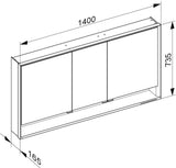 KEUCO Royal Lumos Spiegelschrank 1400 mm, 3 Türen, LED-Beleuchtung, silber-eloxiert