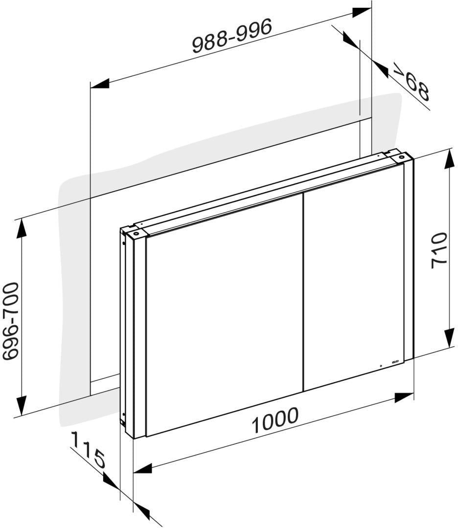 KEUCO SOMARIS Spiegelschrank Wandeinbau 1000 x 710 x 115 mm verspiegelt