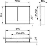 KEUCO Royal Lumos Spiegelschrank 1000 mm, LED-Beleuchtung, silber-eloxiert, 2 Türen