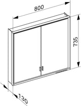 KEUCO Royal Lumos Spiegelschrank 800 mm silber-eloxiert mit Ablagefach – Wandvorbau