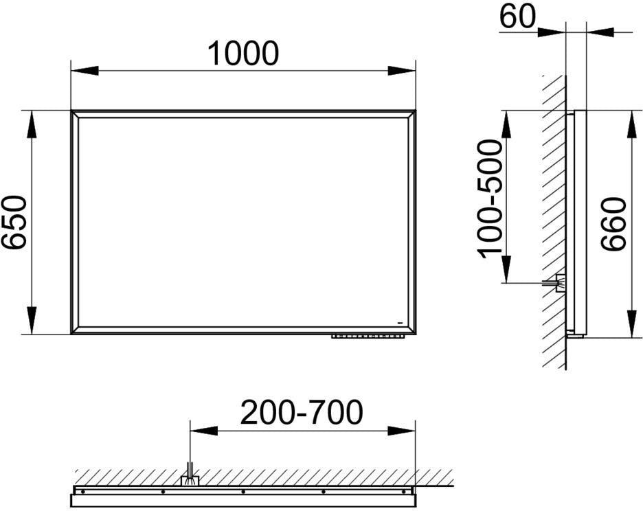 KEUCO Royal Lumos Lichtspiegel mit Spiegelheizung, 700 x 650 mm, schwarz-eloxiert