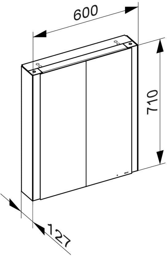 KEUCO Somaris Spiegelschrank 600 x 710 x 128 mm Eiche hell Dekor – 2 Türen Wandvorbau