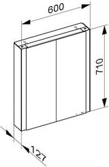 KEUCO Somaris Spiegelschrank 600 x 710 x 128 mm Eiche hell Dekor – 2 Türen Wandvorbau