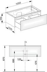 KEUCO Edition 11 Waschtischunterbau 1050 mm anthrazit/Glas mit Auszug und Push-Open