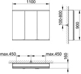 KEUCO Royal Modular 2.0 Spiegelschrank 900 mm, 3 Türen, silber-eloxiert, ohne Beleuchtung
