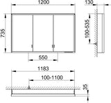 KEUCO Royal Lumos Spiegelschrank 1200 mm mit Spiegelheizung, silber-eloxiert, Ablagefach