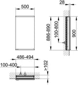 KEUCO Royal Modular 2.0 Spiegelschrank, Wandeinbau, 1 Tür rechts, 500x900x120 mm, silber-eloxiert