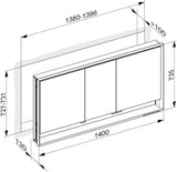 KEUCO Royal Lumos Spiegelschrank 1400 mm Wandeinbau silber-eloxiert mit Ablagefach