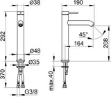KEUCO IXMO Pure Einhebel-Waschtischmischer 210 mm ohne Ablaufgarnitur, verchromt