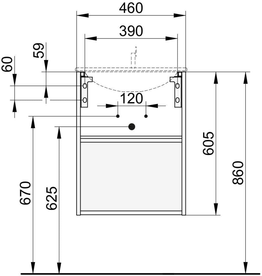 KEUCO X-Line Waschtischunterbau 460 mm, 1 Tür, Anschlag links, anthrazit/ESG Glas