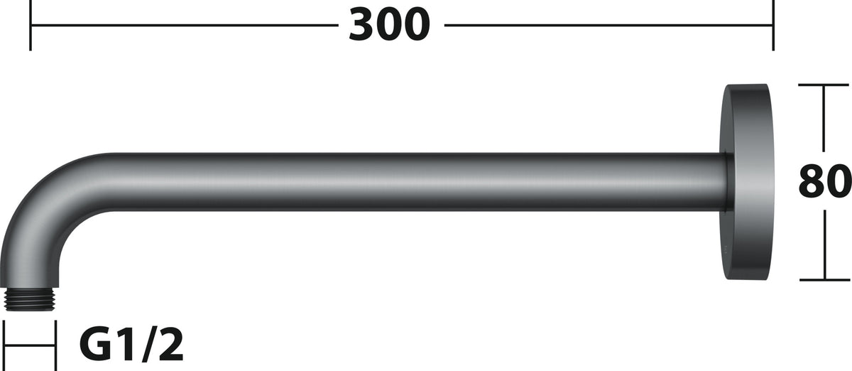 KEUCO Brausearm Elegance 51688, Wandanschluss, 300 mm, verchromt – Edles Design für Ihr Badezimmer