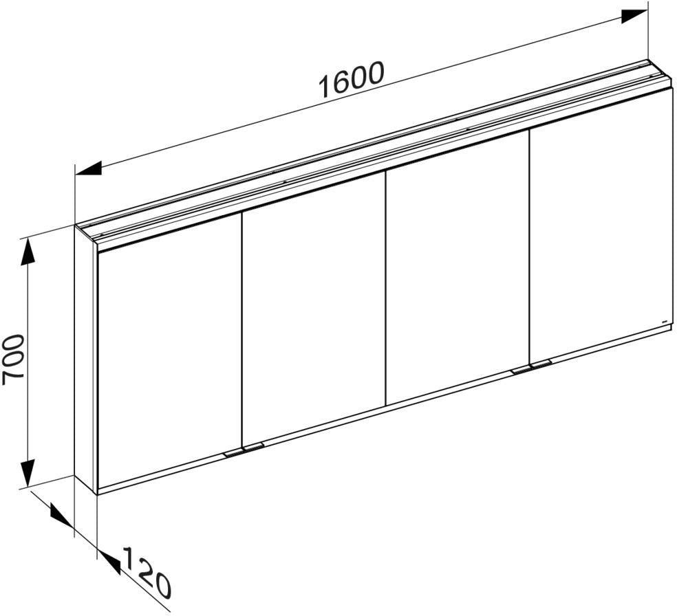KEUCO Royal Modular 2.0 Spiegelschrank 1600 mm, unbeleuchtet, 4 Türen, silber-eloxiert
