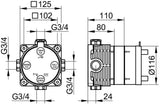 KEUCO FLEXX BOXX Einbaukörper DN 20 mit Spüleinheit, G 3/4" Anschluss, 80-110 mm Einbautiefe