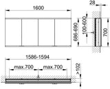 KEUCO Royal Modular 2.0 Spiegelschrank, unbeleuchtet, Wandeinbau, 1600 x 700 x 120 mm, silber-eloxiert
