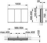 KEUCO Royal Modular 2.0 Spiegelschrank beleuchtet 900 mm Wandeinbau silber-eloxiert