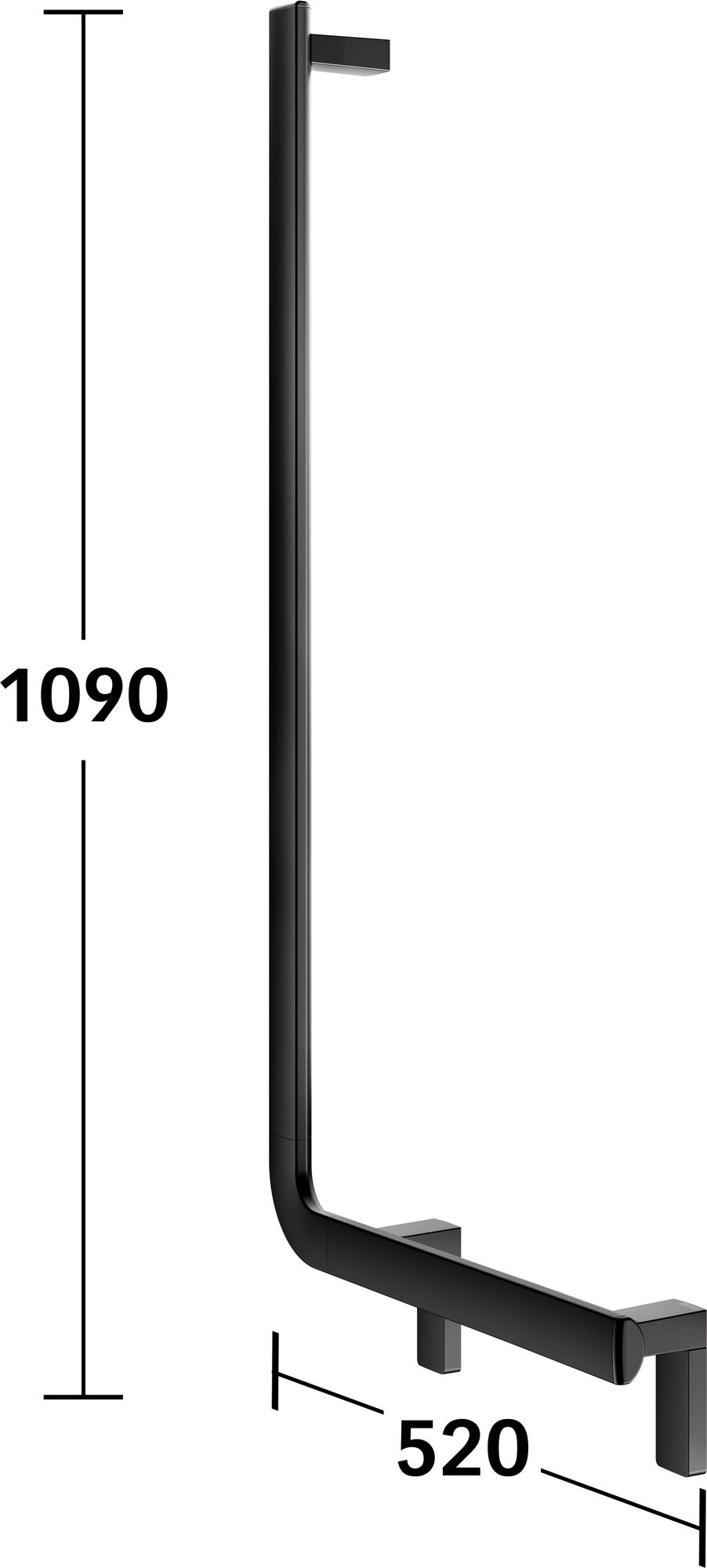 KEUCO AXESS Winkelgriff 90° rechts 520/1090 mm verchromt – Barrierefreier Halt für Bad und WC
