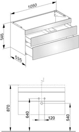 KEUCO Edition 400 Waschtischunterbau 1050 mm, 2 Auszüge, Weiß Hochglanz, Push-Open