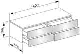 KEUCO Edition 400 Sideboard 1400 mm, 4 Auszüge, anthrazit/Glas – wandhängend, Push-to-Open