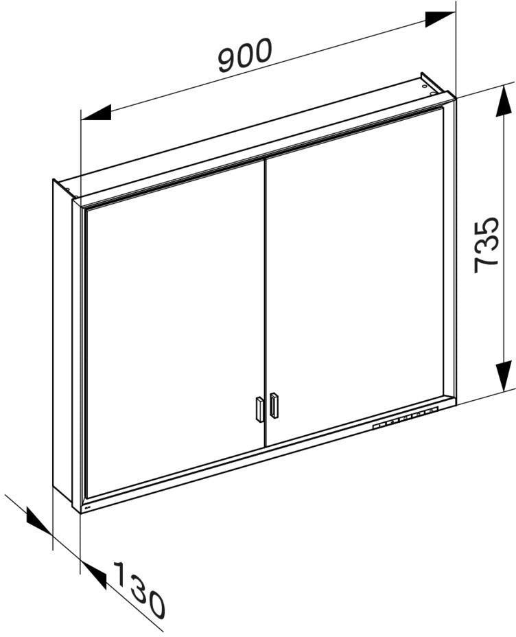 KEUCO Royal Lumos Spiegelschrank 900 mm silber-eloxiert mit Ablagefach – Wandvorbau
