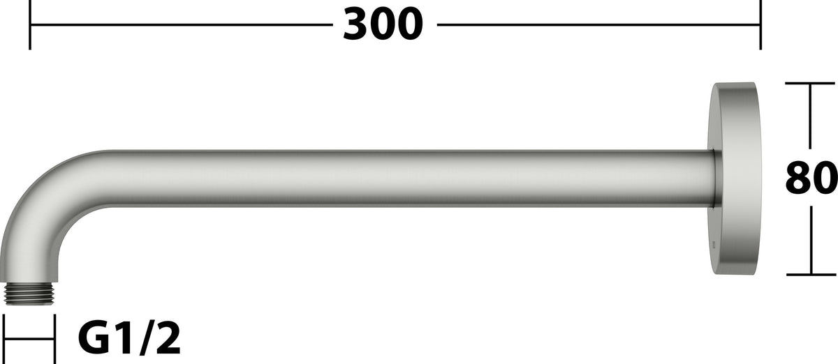 KEUCO Brausearm Elegance 51688, Wandanschluss, 300 mm, verchromt – Edles Design für Ihr Badezimmer